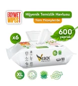 Vebox Easy Wet Wipes Yüzey Temizlik Havlusu 6x100 600 Yaprak - 1