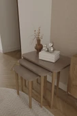 woodaria  Kare Zigon Sehpa, 3lü Sehpa Seti, Zigon Sehpa,, Ahşap Ayaklı Zigon Sehpa - 1