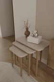 woodaria  Kare Zigon Sehpa, 3lü Sehpa Seti, Zigon Sehpa,, Ahşap Ayaklı Zigon Sehpa - 1