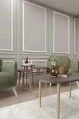 woodaria  Zigon Ve Orta Sehpa Seti, Salon Seti, Sehpa Seti, Oturma Odası Set Oval - 3