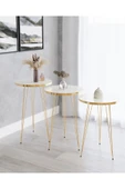 Zigon Sehpa, Gold Tel Ayak Sehpa, Gold Zigon Sehpa, 3lü Zigon Sehpa, Gold Sehpa, Altın Rengi - 2