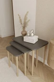 Dikdörtgen Zigon Sehpa 3'lü Set – Ahşap Ayaklı Modern Tasarım - 6