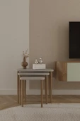 woodaria  Kare Zigon Sehpa, 3lü Sehpa Seti, Zigon Sehpa,, Ahşap Ayaklı Zigon Sehpa - 2