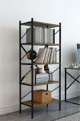 Kitaplık | Çok Amaçlı Dolap  |  5 Katlı Metal Gövdeli Raflı Düzenleyici (60x30x150 cm) thumbnail 2