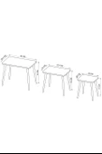Dikdörtgen Zigon Sehpa 3'lü Set – Ahşap Ayaklı Modern Tasarım - 10