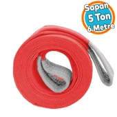 Yük Kaldırma Sapan Polyester Spanzet 5 Ton 6 Metre Kırmızı Sağlam Taşıma İndirme Araç Çekme Halat - 1