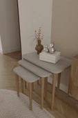woodaria  Kare Zigon Sehpa, 3lü Sehpa Seti, Zigon Sehpa,, Ahşap Ayaklı Zigon Sehpa - 1