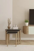 Dikdörtgen Zigon Sehpa 3'lü Set – Ahşap Ayaklı Modern Tasarım - 8