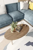 Orta Sehpa, Elips Masa, Ahşap Ayaklı Orta Sehpa, Salon Masası, Sehpa - 9