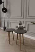 woodaria  Zigon Sehpa, 3lü Zigon Sehpa, Ahşap Ayaklı Zigon Sehpa, Kahve Masası - 4