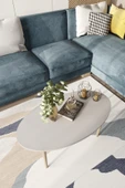 Orta Sehpa, Elips Masa, Ahşap Ayaklı Orta Sehpa, Salon Masası, Sehpa - 1