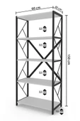 Kitaplık | Çok Amaçlı Dolap  |  5 Katlı Metal Gövdeli Raflı Düzenleyici (60x30x150 cm) thumbnail 3
