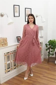 Dipmoda kadın bağlama detaylı dantel elbise RSSN619 - Gül kurusu thumbnail 1