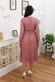 Dipmoda kadın bağlama detaylı dantel elbise RSSN619 - Gül kurusu thumbnail 5
