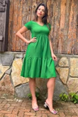 Dipmoda kadın yeşil astarsız midi boy bürümcük elbise LPTR03 thumbnail 2