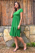 Dipmoda kadın yeşil astarsız midi boy bürümcük elbise LPTR03 thumbnail 3