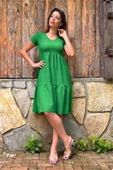 Dipmoda kadın yeşil astarsız midi boy bürümcük elbise LPTR03 thumbnail 1