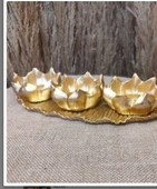 kırılmaz polyester,3lü mumluk sarı renk biblo thumbnail 11