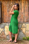 Dipmoda kadın yeşil astarsız midi boy bürümcük elbise LPTR03 thumbnail 5