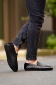 Shoetyle - Siyah Deri Bağcıksız Erkek Günlük Ayakkabı 610-1012 - 1