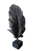 SİYAH RENK kırılmaz polyester,tüy desenli kaideli biblo thumbnail 7