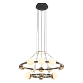 Apliqa Dilay 18'li İki Katlı Siyah Gold 160 Watt Yuvarlak Modern, Kafe Restoran, Salon Led Sarkıt Avize thumbnail 2