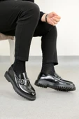 Shoetyle - Siyah Açma Deri Erkek Günlük Ayakkabı 610-1014 - 1