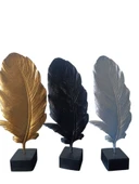 SİYAH RENK kırılmaz polyester,tüy desenli kaideli biblo thumbnail 6