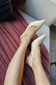 10 1104 Ops Topukla Kadın Arkası Açık Stiletto Kadeh Topuk Abiye Ayakkabı - 1