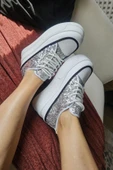 001 S43 Ops Topukla Kadın Pullu 5 cm Kalın Tabanlı Spor Ayakkabı - 11