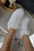 001 S43 Ops Topukla Kadın Pullu 5 cm Kalın Tabanlı Spor Ayakkabı - 4