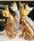 SİYAH RENK- kırılmaz polyester 2 li kedi biblo thumbnail 2