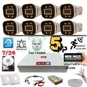 ARNA 5 MP GECE RENKLİ YÜZ TANIMA SESLİ H.265 320 GB HDD DAHİL 8 KAMERALI AHD GÜVENLİK SETİ - ST85320 - 1