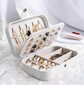 Deri Mücevher Kutusu Organizer Yüzük Kolye Küpe Takı Saat Saklama Kutu Çift Bölmeli - 4