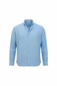 Scott – Soft Dokulu Yarım Oversize Modern Erkek Gömlek- Soğuk Mavi thumbnail 1