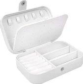 Deri Mücevher Kutusu Organizer Yüzük Kolye Küpe Takı Saat Saklama Kutu Çift Bölmeli - 3