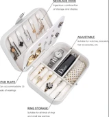 Deri Mücevher Kutusu Organizer Yüzük Kolye Küpe Takı Saat Saklama Kutu Çift Bölmeli - 2