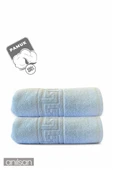 2'li Mavi Greek Banyo Havlusu - 70x140 Cm, 490 Gr, %100pamuk, Spa Ve Otel Havlusu - 2