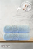 2'li Mavi Greek Banyo Havlusu - 70x140 Cm, 490 Gr, %100pamuk, Spa Ve Otel Havlusu - 1