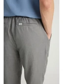 Wrangler %100 Keten Regular Fit Normal Kesim Normal Bel Düz Paça Koyu Gri Pantolon - 5
