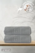 2'li Gri Greek Banyo Havlusu - 70x140 Cm, 490 Gr, %100pamuk, Spa Ve Otel Havlusu - 1