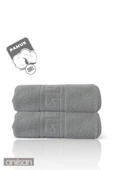 2'li Gri Greek Banyo Havlusu - 70x140 Cm, 490 Gr, %100pamuk, Spa Ve Otel Havlusu - 2