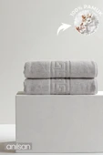 2'li Gri Greek Banyo Havlusu - 70x140 Cm, 490 Gr, %100pamuk, Spa Ve Otel Havlusu - 1
