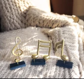 10cm-20cmlik ebatlarda kırılmaz polyester SARI RENK,nota desenli biblo thumbnail 1