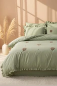 Rivaİstanbul Florita Yeşil Çift Kişilik Nakışlı Nevresim Takımı %100 Pamuklu thumbnail 1