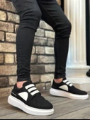 ET0302 Kalın Taban Bağcıksız Tarz Casual Siyah Beyaz Erkek Ayakkabı thumbnail 1