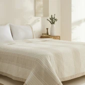 Karaca Home White Coll Rise %100 Pamuk Keten Çift Kişilik Pike Takımı Bej thumbnail 2