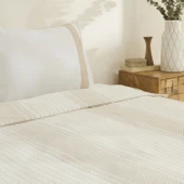 Karaca Home White Coll Rise %100 Pamuk Keten Çift Kişilik Pike Takımı Bej thumbnail 4