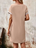 Kadın Yaka Ve Kol Pul Payet şeritli Ithal Krep Elbise thumbnail 5