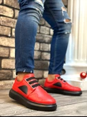ET0302 Kalın Taban Bağcıksız Tarz Casual Kırmızı Siyah Erkek Ayakkabı - 1
